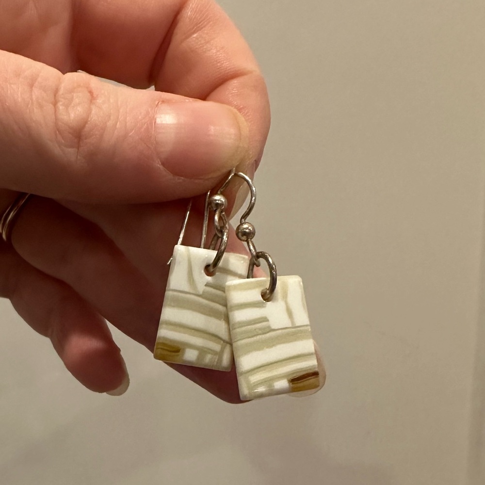 Handmade Clay Earrings in Abstract Pattern